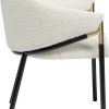 Discount KARE Design Krzesło z podłokietnikami tapicerowane białe boucle nogi stalowe czarne 58x79 cm - KARE