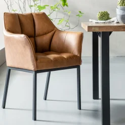 New KARE Design Krzesło z podłokietnikami Thinktank 62x85 cm jasnobrązowe skóra naturalna - KARE