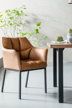 New KARE Design Krzesło z podłokietnikami Thinktank 62x85 cm jasnobrązowe skóra naturalna - KARE