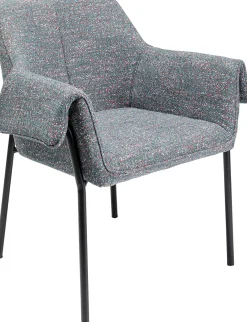 Best KARE Design Krzesło z podłokietnikami tapicerowane szare 70x85 cm nogi czarne - KARE