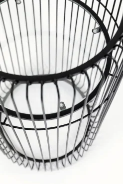 Clearance KARE Design Kwietnik stalowy loft czarny półka szklana Ø37x70 cm - KARE