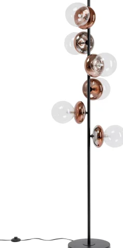 Best KARE Design Lampa podłogowa czarna klosze szklane transparentne i miedziane 165 cm - KARE