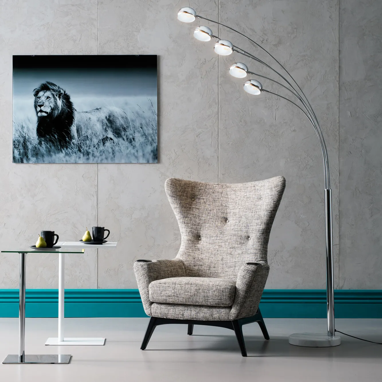 Hot KARE Design Lampa podłogowa Five Fingers 100x220 cm chromowa - KARE