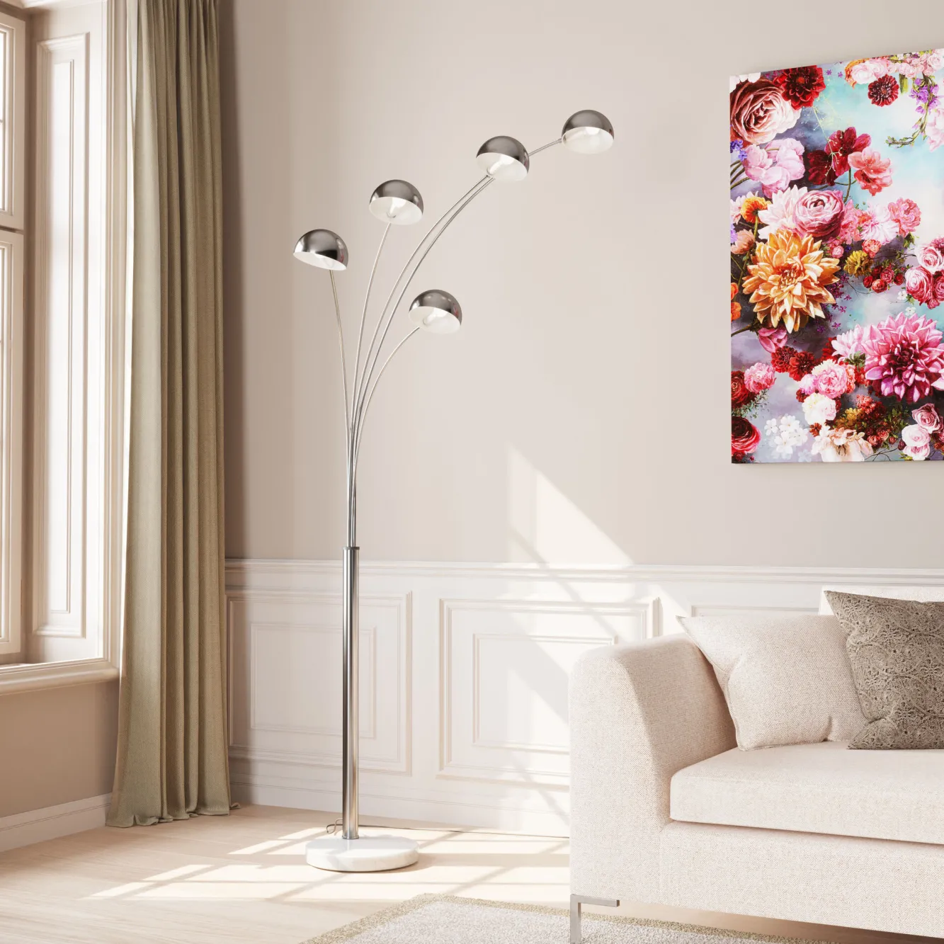 Sale KARE Design Lampa podłogowa Five Fingers 122x220 cm chromowa - KARE