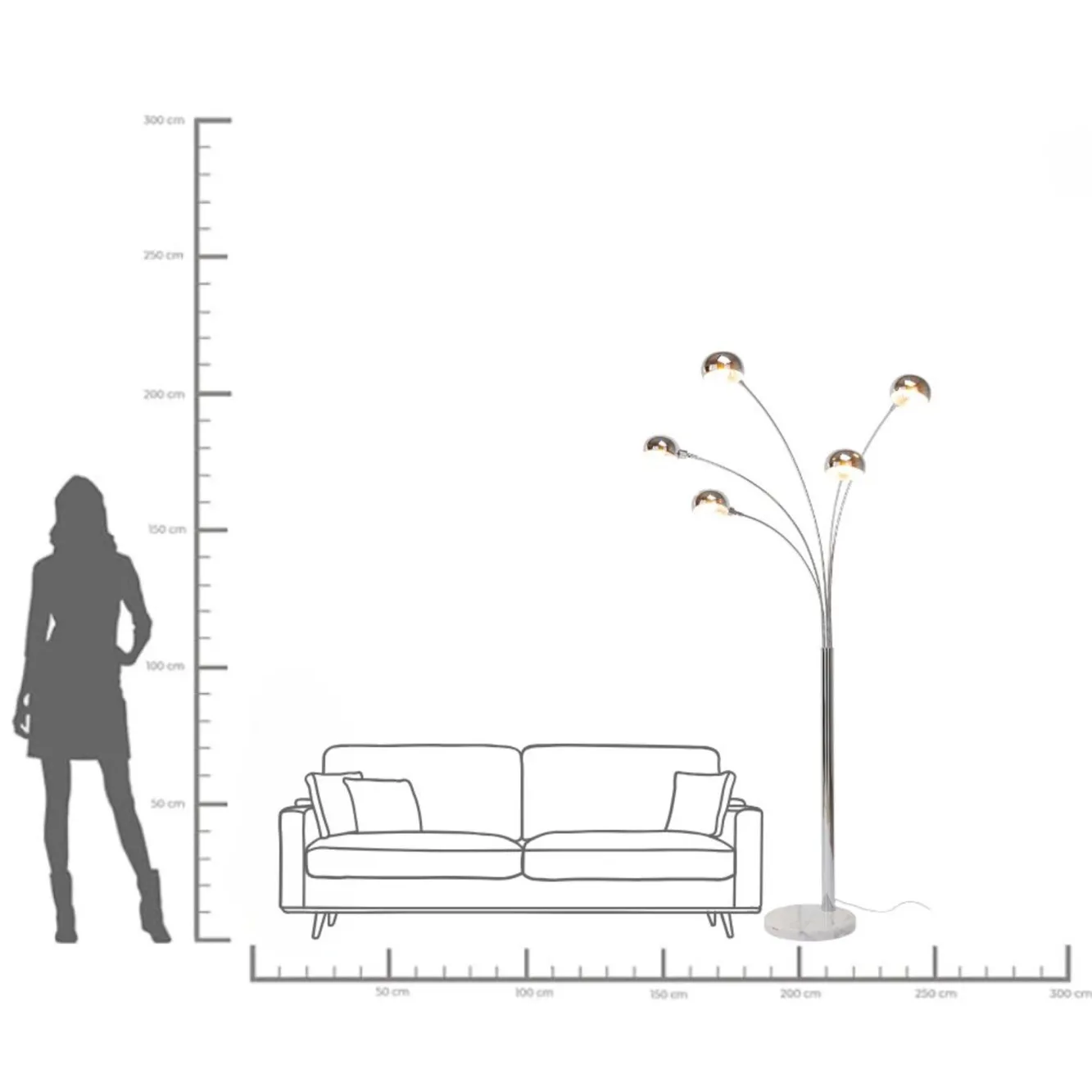 Sale KARE Design Lampa podłogowa Five Fingers 122x220 cm chromowa - KARE