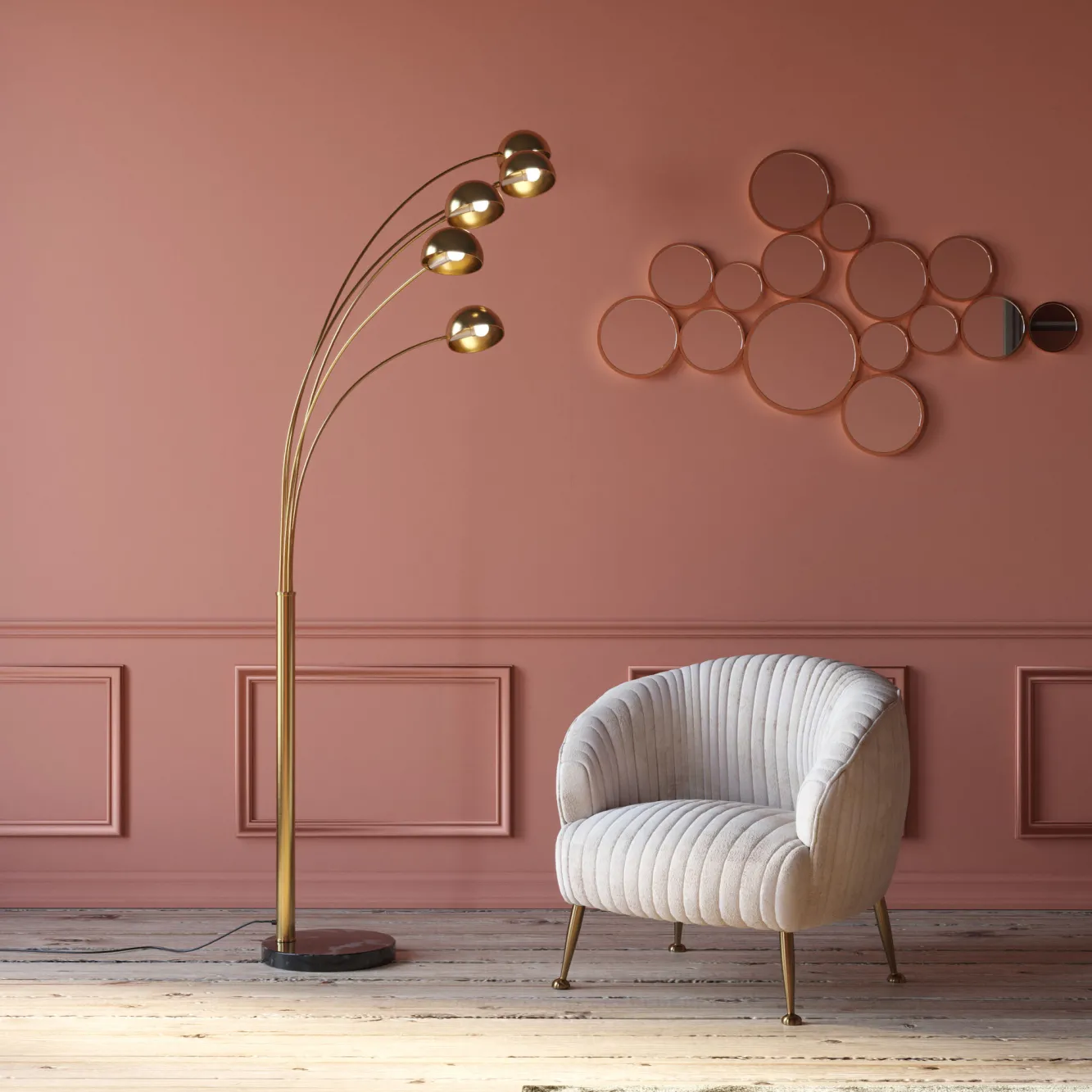 Hot KARE Design Lampa podłogowa Five Fingers 100x220 cm mosiężna - KARE