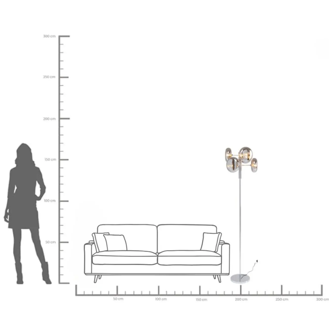 Best KARE Design Lampa podłogowa Headlight 43x163 cm srebrna - KARE