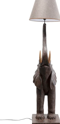 Outlet KARE Design Lampa podłogowa motyw zwierzęcy słoń 154 cm abażur beżowy lniany - KARE