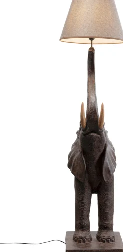 Outlet KARE Design Lampa podłogowa motyw zwierzęcy słoń 154 cm abażur beżowy lniany - KARE