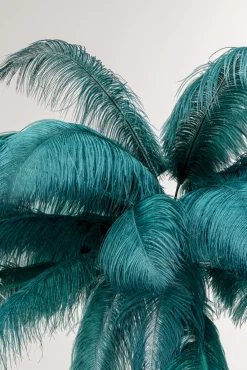 Fashion KARE Design Lampa podłogowa palma zielona strusie pióra 165 cm podstawa złota - KARE