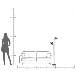 Discount KARE Design Lampa podłogowa podwójna czarna stalowa 149 cm - KARE