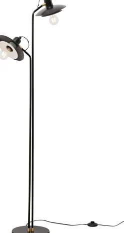 Discount KARE Design Lampa podłogowa podwójna czarna stalowa 149 cm - KARE