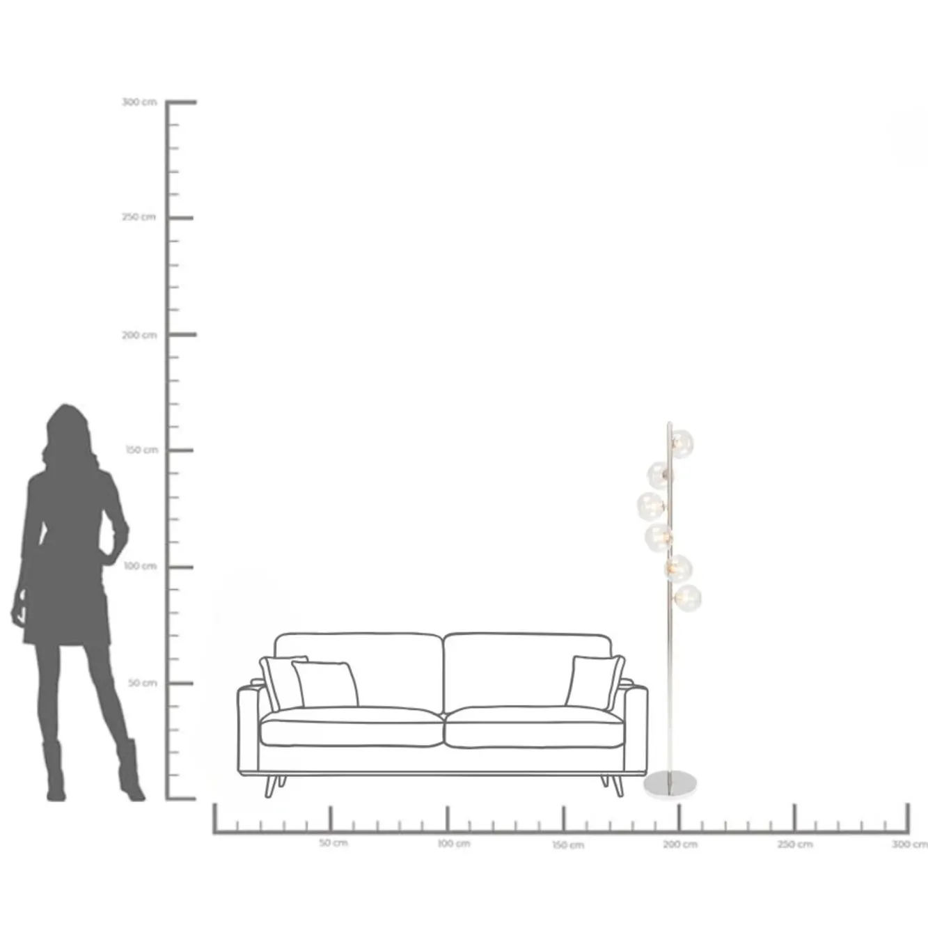 Hot KARE Design Lampa podłogowa Scal Balls 28x160 cm srebrna - KARE