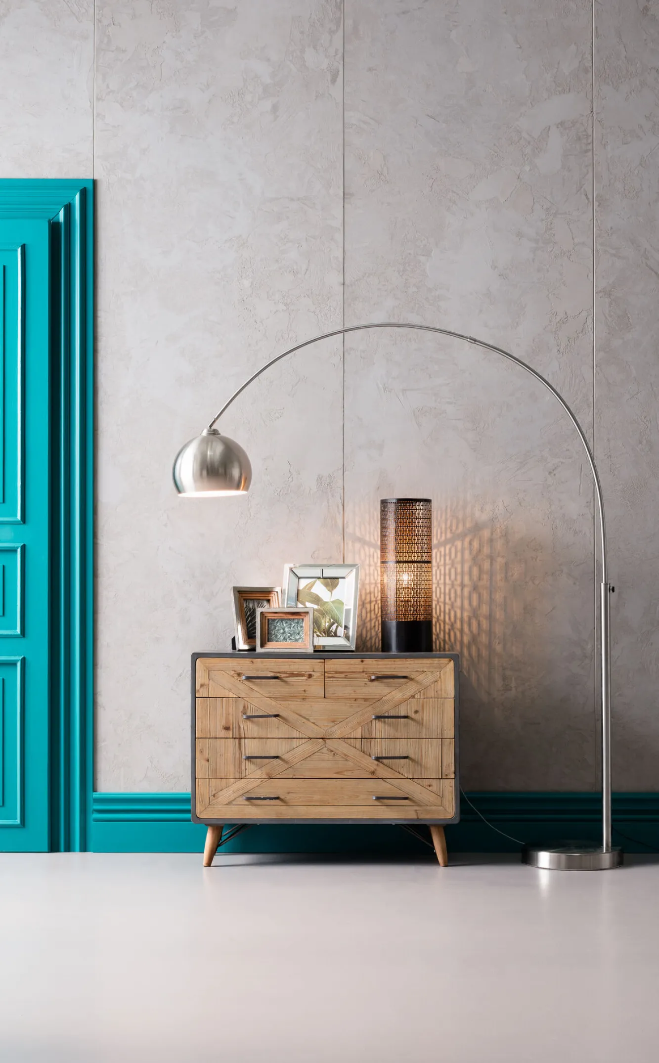 Clearance KARE Design Lampa podłogowa Small Deal srebrna - KARE