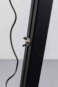 Discount KARE Design Lampa podłogowa trójnóg z regulacją wysokości czarna drewno i stal 95-140 cm - KARE