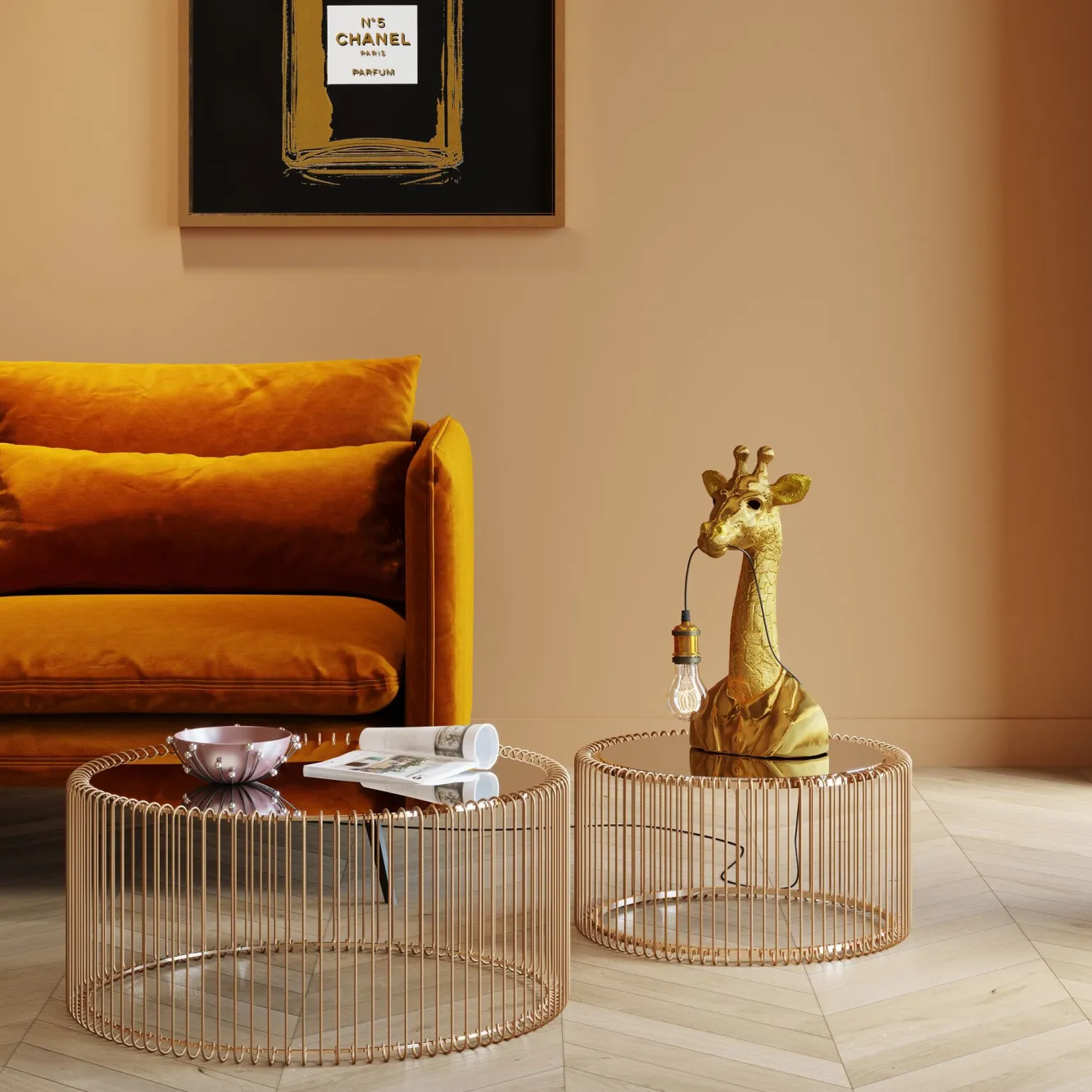 Sale KARE Design Lampa stołowa Animal Giraffe 24x50 cm złota - KARE