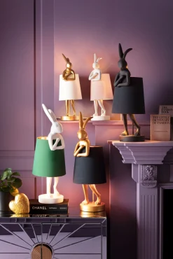 Outlet KARE Design Lampa stołowa Animal Rabbit 17x50 cm złota - klosz biały - KARE