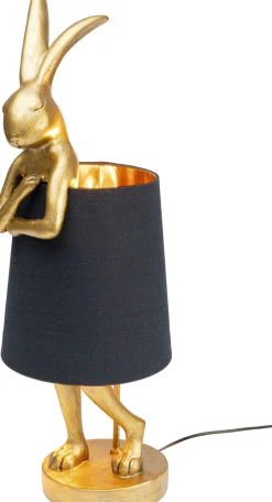 Discount KARE Design Lampa stołowa Animal Rabbit 23x68 cm złota - klosz czarny - KARE