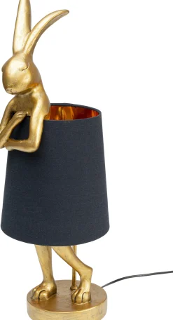 Discount KARE Design Lampa stołowa Animal Rabbit 23x68 cm złota - klosz czarny - KARE