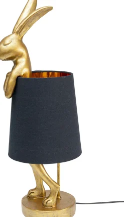 Discount KARE Design Lampa stołowa Animal Rabbit 23x68 cm złota - klosz czarny - KARE