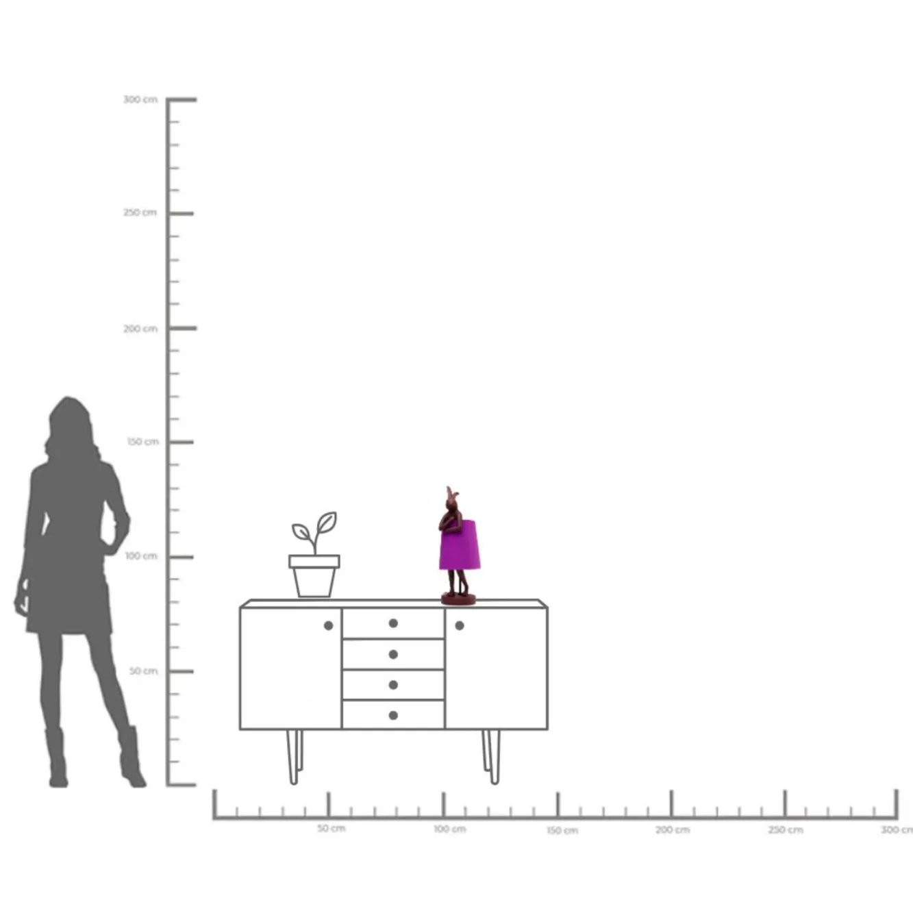 Clearance KARE Design Lampa stołowa Animal Rabbit czerwono-fioletowa 50cm - KARE