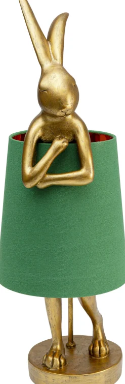 Discount KARE Design Lampa stołowa Animal Rabbit 23x68 cm złota - klosz zielony - KARE