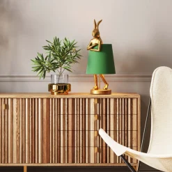 Discount KARE Design Lampa stołowa Animal Rabbit 23x68 cm złota - klosz zielony - KARE