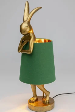 Discount KARE Design Lampa stołowa Animal Rabbit 23x68 cm złota - klosz zielony - KARE