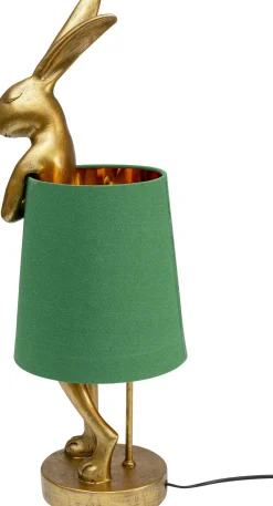 Discount KARE Design Lampa stołowa Animal Rabbit 23x68 cm złota - klosz zielony - KARE
