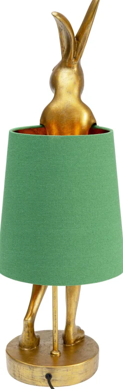 Discount KARE Design Lampa stołowa Animal Rabbit 23x68 cm złota - klosz zielony - KARE