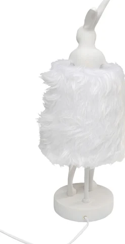 Hot KARE Design Lampa stołowa biała królik abażur futrzasty 50 cm - KARE