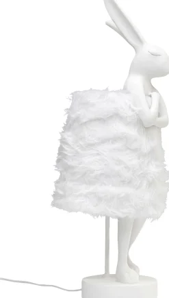 Best KARE Design Lampa stołowa biała królik abażur futrzasty 68 cm - KARE