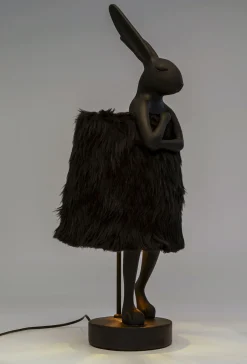 New KARE Design Lampa stołowa czarna królik abażur futrzasty 68 cm - KARE