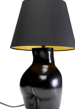 Clearance KARE Design Lampa stołowa czarna z abażurem motyw ludzkiego ciała Ø30x48 cm - KARE
