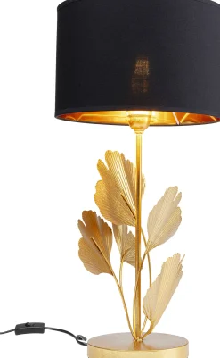 Fashion KARE Design Lampa stołowa Flores Ø30x62 cm złota - klosz czarny - KARE