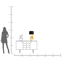 Fashion KARE Design Lampa stołowa Flores Ø30x62 cm złota - klosz czarny - KARE