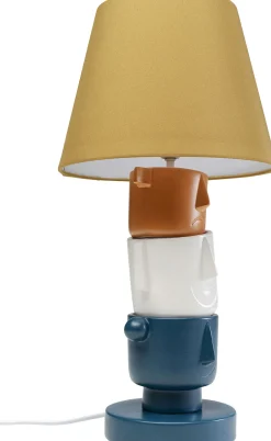 Fashion KARE Design Lampa stołowa kolorowa kamionka i bawełna motyw twarzy Ø25x45 cm - KARE