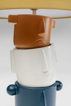 Fashion KARE Design Lampa stołowa kolorowa kamionka i bawełna motyw twarzy Ø25x45 cm - KARE