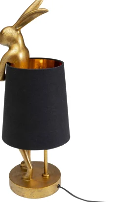 Sale KARE Design Lampa stołowa królik złoty abażur czarny 50 cm - KARE