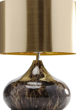 Fashion KARE Design Lampa stołowa Mamo Deluxe 30x41 cm brązowo-czarna - klosz złoty - KARE