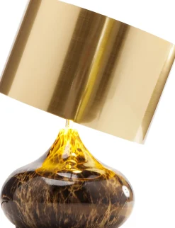 Fashion KARE Design Lampa stołowa Mamo Deluxe 30x41 cm brązowo-czarna - klosz złoty - KARE