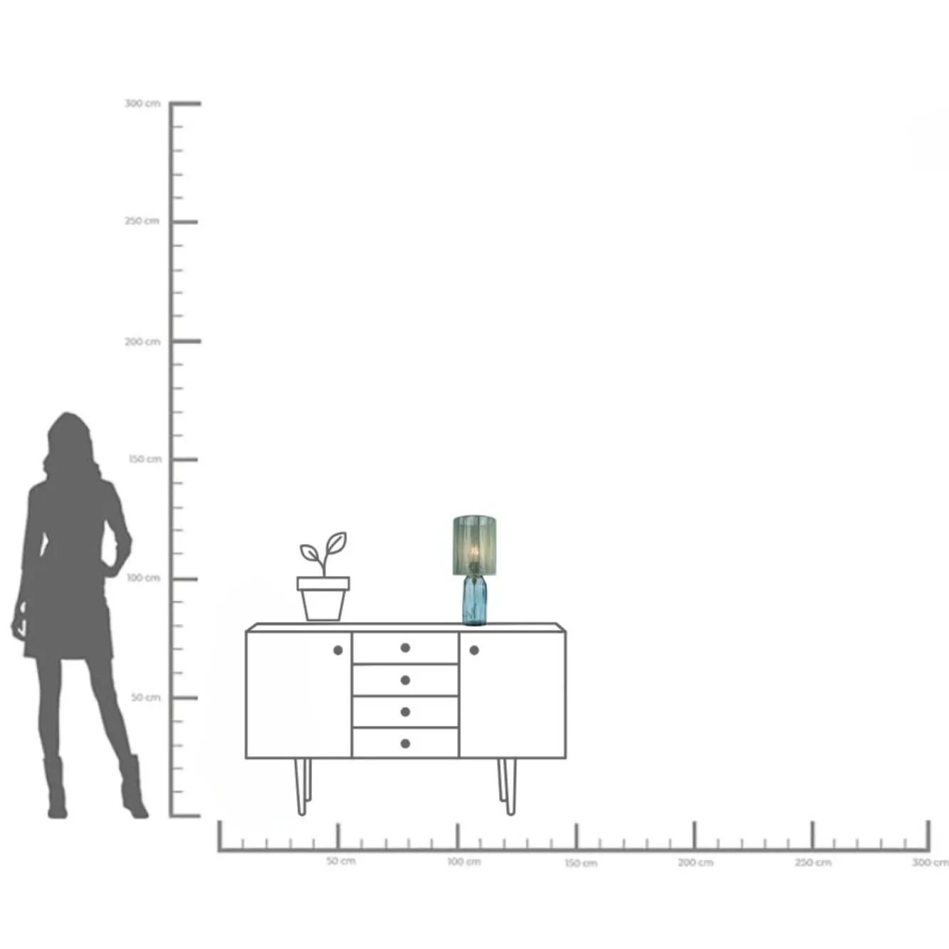 Discount KARE Design Lampa stołowa niebieska szkło i tkanina 42 cm - KARE