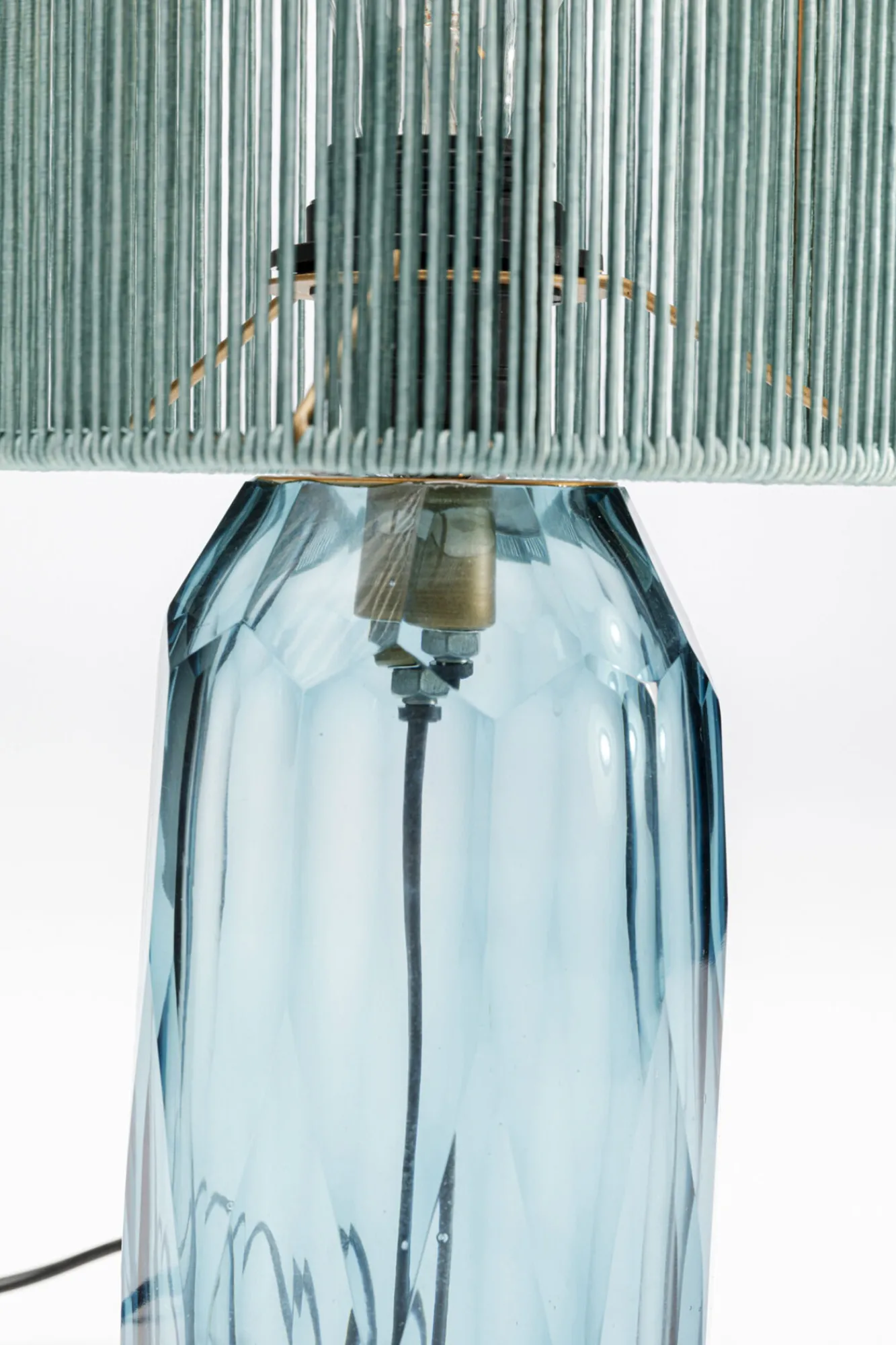 Discount KARE Design Lampa stołowa niebieska szkło i tkanina 42 cm - KARE