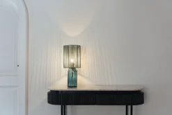 Discount KARE Design Lampa stołowa niebieska szkło i tkanina 42 cm - KARE