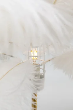 Best KARE Design Lampa stołowa palma biała strusie pióra 60 cm podstawa złota - KARE