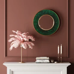 Clearance KARE Design Lampa stołowa palma różowa strusie pióra 60 cm podstawa złota - KARE