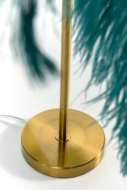 Fashion KARE Design Lampa stołowa palma zielona strusie pióra 60 cm podstawa złota - KARE