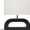 Hot KARE Design Lampa stołowa podstawa czarna z aluminium abażur lniany biały 46x52 cm - KARE
