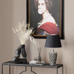 Outlet KARE Design Lampa stołowa Rose Multi 33x56 cm czarno-srebrna - KARE