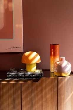 Best KARE Design Lampa stołowa stalowa grzybek kolor pomarańczowo-żółty Ø20x20 cm - KARE